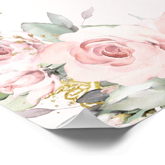  Blush Bloemen High Tea Baby Vrijgezellenfeest Poster (Hoek)