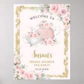  Blush Bloemen High Tea Baby Vrijgezellenfeest Poster (Voorkant)