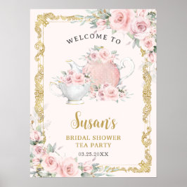  Blush Bloemen High Tea Baby Vrijgezellenfeest Poster