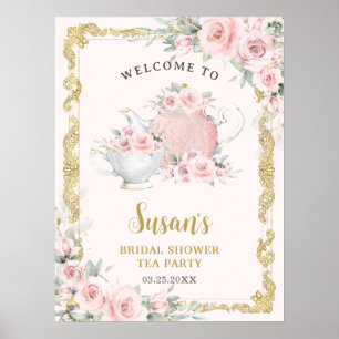Blush Bloemen High Tea Baby Vrijgezellenfeest Poster