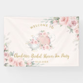 Blush Bloemen High Tea Party Bruids Baby shower Spandoek (Horizontaal)