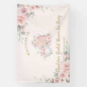 Blush Bloemen High Tea Party Bruids Baby shower Spandoek (Verticaal)