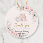 Blush Bloemen High Tea Party Verjaardagsfeest Bedankjes Labels (Voorkant)