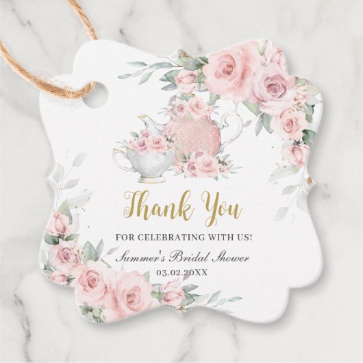  Blush Bloemen High Tea Party Vrijgezellenfeest Bedankjes Labels (Voorkant)