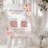 Blush Bloemen Honeymoon Fund QR Code Wedding Acryl Bord