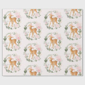  Blush Bloemen Hout Herten Baby Fawn Cadeaupapier (Vlak)