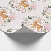  Blush Bloemen Hout Herten Baby Fawn Cadeaupapier (Hoek)