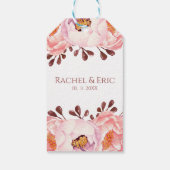 Blush Bloemen Huwelijk Custom Namen Gift Label Cadeaulabel (Achterkant)