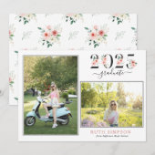 Blush Bloemen Jaar 2 Foto Afstuderen Aankondiging (Voorkant / Achterkant)