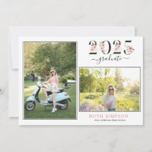 Blush Bloemen Jaar 2 Foto Afstuderen Aankondiging