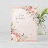 Blush Bloemen Kant bruiloft uitnodiging Sjabloon (Staand voorkant)