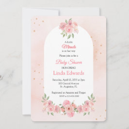 Blush Bloemen Kleine Wonder Babyfeestje Kaart