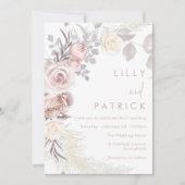 Blush Bloemen krans Modern Boho bruiloft Kaart (Voorkant)