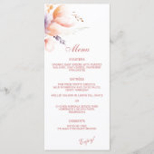 Blush Bloemen Lente Zomer Bruiloft Menu (Voorkant)