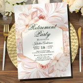 Blush Bloemen Lijst Pensioen Party Kaart
