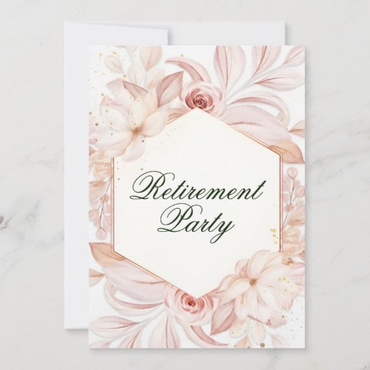 Blush Bloemen Lijst Pensioen Party Kaart (Achterkant)