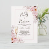 Blush Bloemen Lijst Petals Prosecco Vrijgezellenfe Kaart (Staand voorkant)