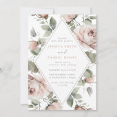 Blush Bloemen Lijst & Sage Wedding Kaart (Voorkant)