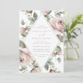Blush Bloemen Lijst & Sage Wedding Kaart (Staand voorkant)