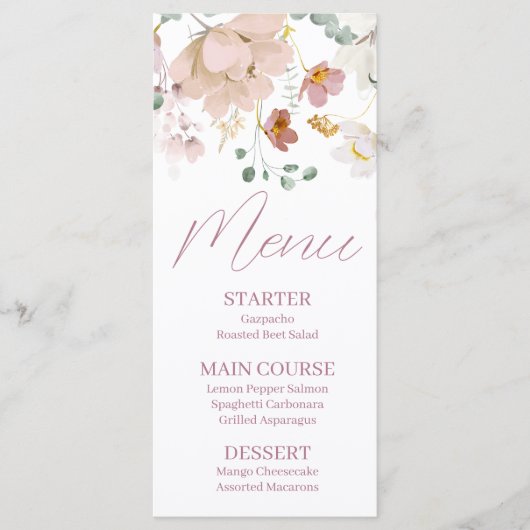 Blush Bloemen Menu (Voorkant)