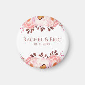 Blush bloemen met aangepaste namen bruiloft magnee magneet (Voorkant)