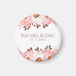 Blush bloemen met aangepaste namen bruiloft magnee magneet