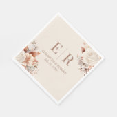 Blush Bloemen Mocha Mousse Monogram Huwelijk Servet (Hoek)