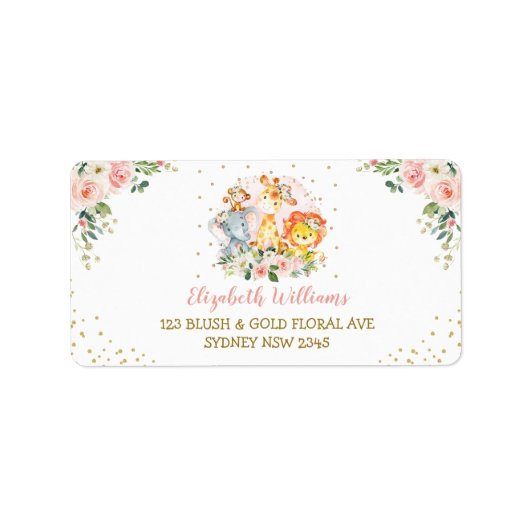  Blush Bloemen Oerwoud Dieren Retouradres Etiket (Voorkant)
