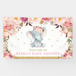 Blush Bloemen Olifant Baby shower Achtergrond Deco Spandoek