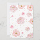 Blush Bloemen Olifant Doop Uitnodigingen Meisje (Achterkant)