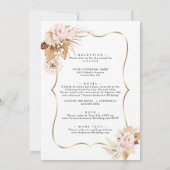 Blush Bloemen Pampas Gras Alles In Een Bruiloft Kaart (Achterkant)