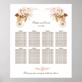 Blush Bloemen Pampas Grass Bruiloft Zitkaarten Poster