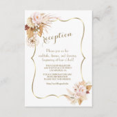 Blush Bloemen Pampas Grass Goud Bruiloft Details Informatiekaartje (Voorkant)