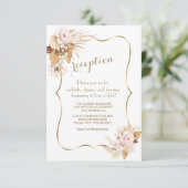 Blush Bloemen Pampas Grass Goud Bruiloft Details Informatiekaartje (Staand voorkant)