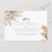 Blush Bloemen Pampas Grass Wedding Details Kaart (Voorkant)