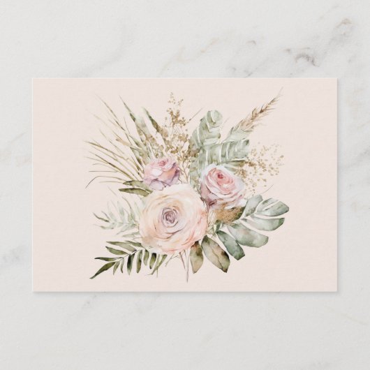Blush Bloemen Pampas Grass Wedding Details Kaart (Achterkant)