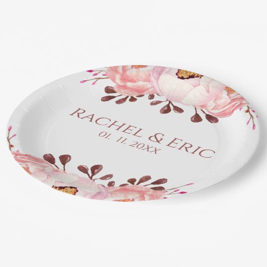 Blush Bloemen Papier Bord met aangepaste namen (Gekanteld)