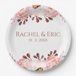 Blush Bloemen Papier Bord met aangepaste namen
