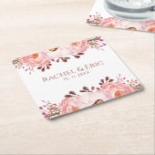 Blush Bloemen Papier Onderzetter met aangepaste na (Schuin)