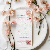 Blush Bloemen QR Code Trouwbedankkaart Bedankkaart