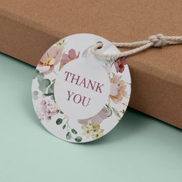 Blush Bloemen Ronde Favor Tag Bedankjes Labels