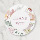 Blush Bloemen Ronde Favor Tag Bedankjes Labels (Voorkant)
