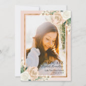 Blush Bloemen & Roos Goud Afstuderen Aankondiging (Voorkant)