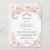 Blush Bloemen Roos Goud Quinceanera 15 16 Menu Kaa Kaart (Voorkant)