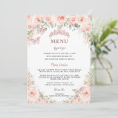 Blush Bloemen Roos Goud Quinceanera 15 16 Menu Kaa Kaart (Staand voorkant)