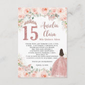 Blush Bloemen Roos Goud Quinceañera 15 Gebed Kaart (Voorkant)