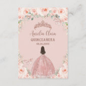 Blush Bloemen Roos Goud Quinceañera 15 Gebed Kaart (Achterkant)