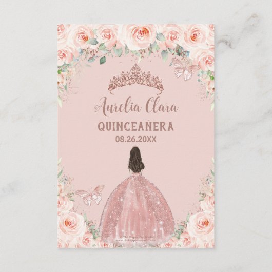 Blush Bloemen Roos Goud Quinceañera 15 Gebed Kaart (Achterkant)