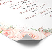Blush Bloemen Roos Goud Quinceanera Bar Drink Menu Poster (Hoek)