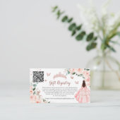 Blush Bloemen Roos Goud Quinceañera Gift Registry Informatiekaartje (Staand voorkant)